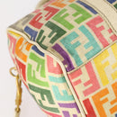 FENDI Zucca Canvas Boston Bag PVC 2way Multicolor Gold Auth 141028-15