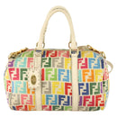 FENDI Zucca Canvas Boston Bag PVC 2way Multicolor Gold Auth 141028-2