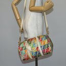 FENDI Zucca Canvas Boston Bag PVC 2way Multicolor Gold Auth 141028-25