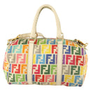 FENDI Zucca Canvas Boston Bag PVC 2way Multicolor Gold Auth 141028-3