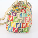 FENDI Zucca Canvas Boston Bag PVC 2way Multicolor Gold Auth 141028-4
