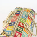 FENDI Zucca Canvas Boston Bag PVC 2way Multicolor Gold Auth 141028-6