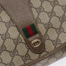 GUCCI GG Supreme Web Sherry Line Clutch Bag PVC Beige Gold 89 01 030 Auth 141030-17