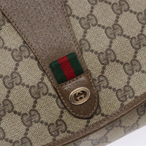 GUCCI GG Supreme Web Sherry Line Clutch Bag PVC Beige Gold 89 01 030 Auth 141030