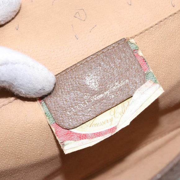 GUCCI GG Supreme Web Sherry Line Clutch Bag PVC Beige Gold 89 01 030 Auth 141030