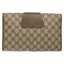 GUCCI GG Supreme Web Sherry Line Clutch Bag PVC Beige Gold 89 01 030 Auth 141030-2