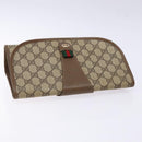GUCCI GG Supreme Web Sherry Line Clutch Bag PVC Beige Gold 89 01 030 Auth 141030-5