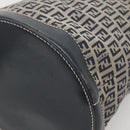 FENDI Zucchino Canvas Shoulder Bag Navy Silver Auth 141032-15