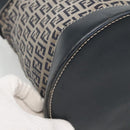 FENDI Zucchino Canvas Shoulder Bag Navy Silver Auth 141032-16