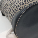 FENDI Zucchino Canvas Shoulder Bag Navy Silver Auth 141032-17