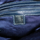 FENDI Zucchino Canvas Shoulder Bag Navy Silver Auth 141032-18