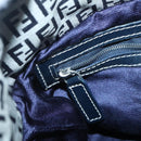 FENDI Zucchino Canvas Shoulder Bag Navy Silver Auth 141032-19