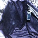 FENDI Zucchino Canvas Shoulder Bag Navy Silver Auth 141032-21