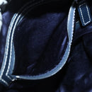 FENDI Zucchino Canvas Shoulder Bag Navy Silver Auth 141032-22