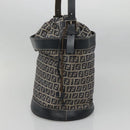 FENDI Zucchino Canvas Shoulder Bag Navy Silver Auth 141032-4