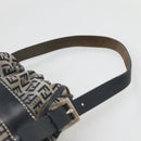 FENDI Zucchino Canvas Shoulder Bag Navy Silver Auth 141032-14