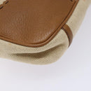 PRADA Tote Bag Canvas Leather Beige Silver Auth 141034-13