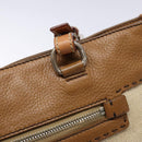 PRADA Tote Bag Canvas Leather Beige Silver Auth 141034-15