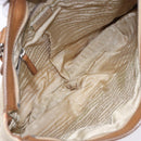 PRADA Tote Bag Canvas Leather Beige Silver Auth 141034-19