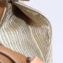 PRADA Tote Bag Canvas Leather Beige Silver Auth 141034-24