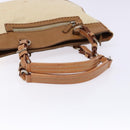 PRADA Tote Bag Canvas Leather Beige Silver Auth 141034-7