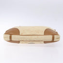 PRADA Tote Bag Canvas Leather Beige Silver Auth 141034-9