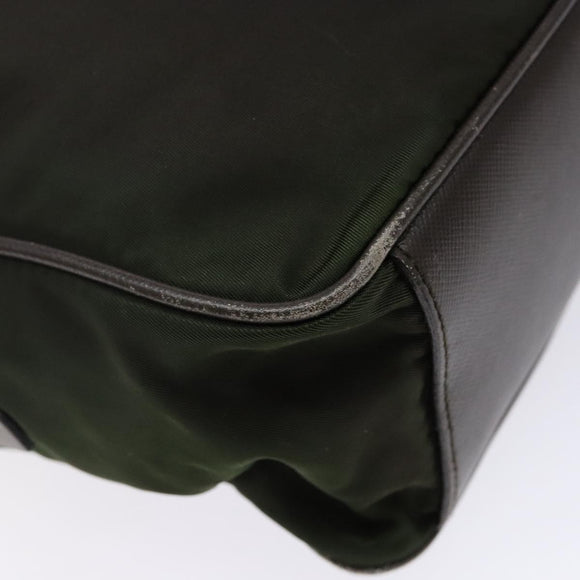 PRADA Shoulder Bag Nylon Green Gold Auth 141035