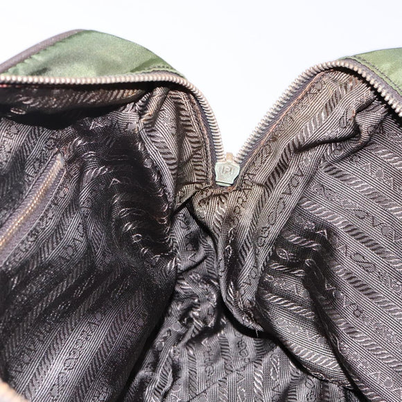 PRADA Shoulder Bag Nylon Green Gold Auth 141035