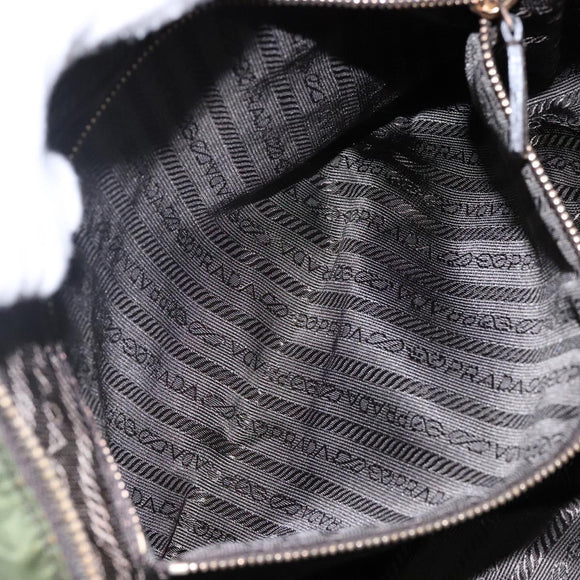 PRADA Shoulder Bag Nylon Green Gold Auth 141035