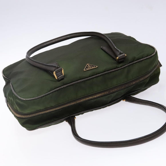 PRADA Shoulder Bag Nylon Green Gold Auth 141035