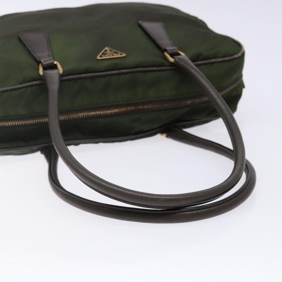 PRADA Shoulder Bag Nylon Green Gold Auth 141035