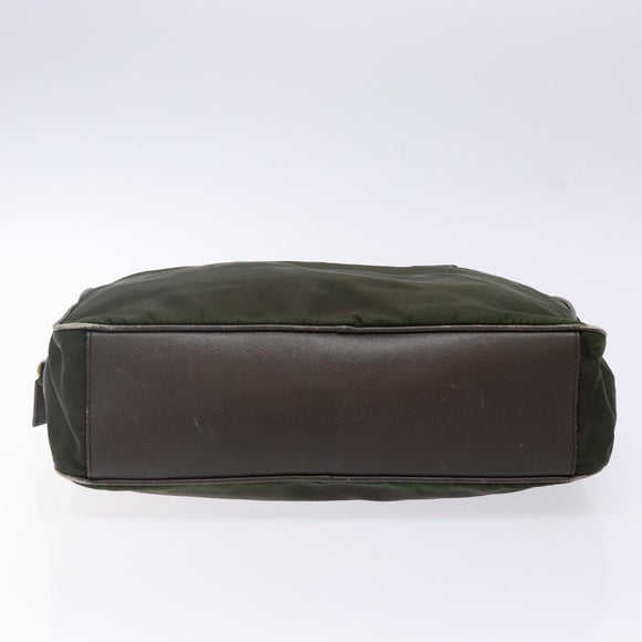 PRADA Shoulder Bag Nylon Green Gold Auth 141035