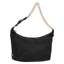 PRADA Chain Shoulder Bag Nylon Black Gold Auth 141036V-1