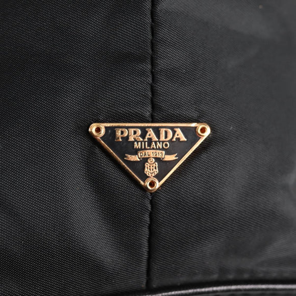 PRADA Chain Shoulder Bag Nylon Black Gold Auth 141036V