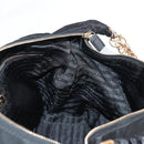 PRADA Chain Shoulder Bag Nylon Black Gold Auth 141036V-20