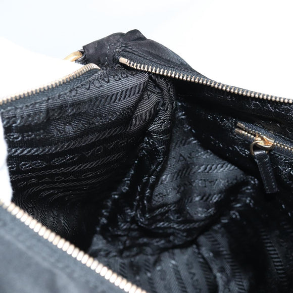 PRADA Chain Shoulder Bag Nylon Black Gold Auth 141036V
