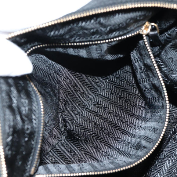 PRADA Chain Shoulder Bag Nylon Black Gold Auth 141036V