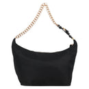 PRADA Chain Shoulder Bag Nylon Black Gold Auth 141036V-2