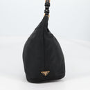 PRADA Chain Shoulder Bag Nylon Black Gold Auth 141036V-4