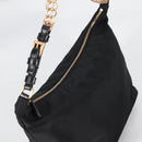 PRADA Chain Shoulder Bag Nylon Black Gold Auth 141036V-6