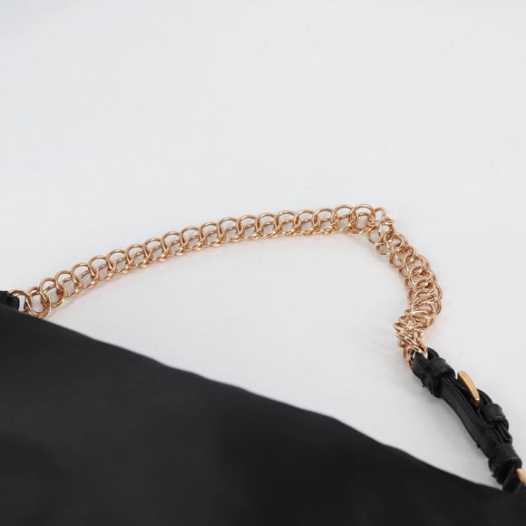 PRADA Chain Shoulder Bag Nylon Black Gold Auth 141036V