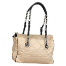 PRADA Chain Shoulder Bag Satin Beige Silver Auth 141037V-1