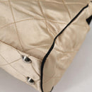 PRADA Chain Shoulder Bag Satin Beige Silver Auth 141037V-11