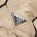 PRADA Chain Shoulder Bag Satin Beige Silver Auth 141037V-14