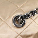PRADA Chain Shoulder Bag Satin Beige Silver Auth 141037V-15
