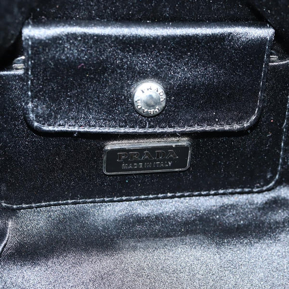 PRADA Chain Shoulder Bag Satin Beige Silver Auth 141037V