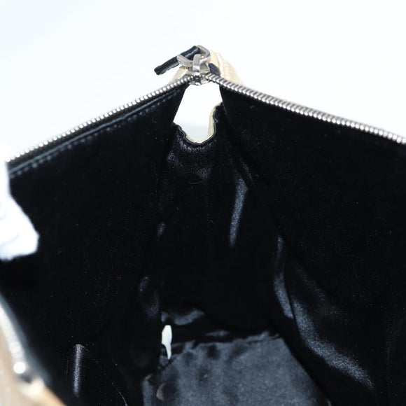 PRADA Chain Shoulder Bag Satin Beige Silver Auth 141037V