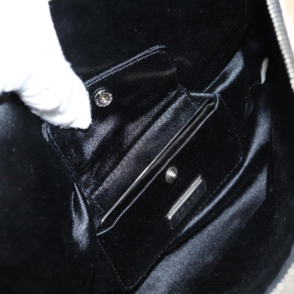 PRADA Chain Shoulder Bag Satin Beige Silver Auth 141037V