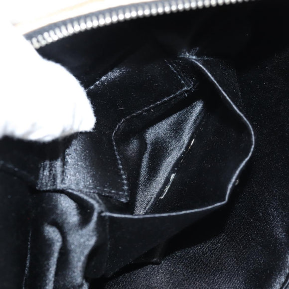 PRADA Chain Shoulder Bag Satin Beige Silver Auth 141037V