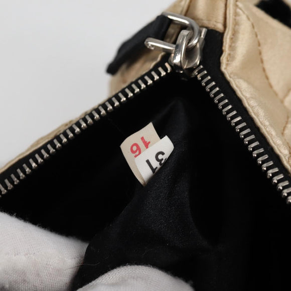 PRADA Chain Shoulder Bag Satin Beige Silver Auth 141037V